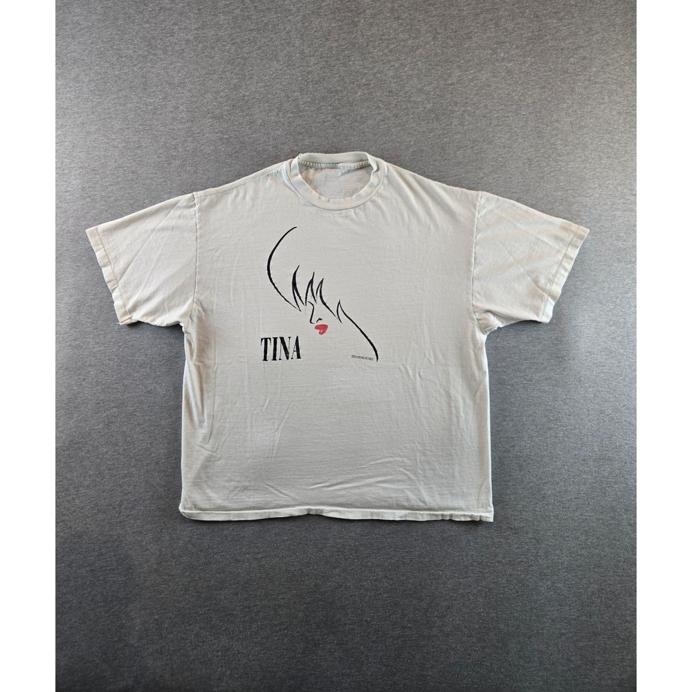 Vintage Tina Turner Graphic T-Shirt Mens XL White Single Stitch Distressed 90's